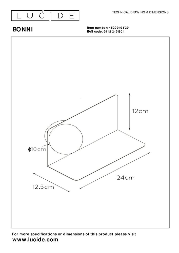 Lucide BONNI - Wandlamp - 1xG9 - Zwart Lucide BONNI - Wandlamp - 1xG9 - Zwart