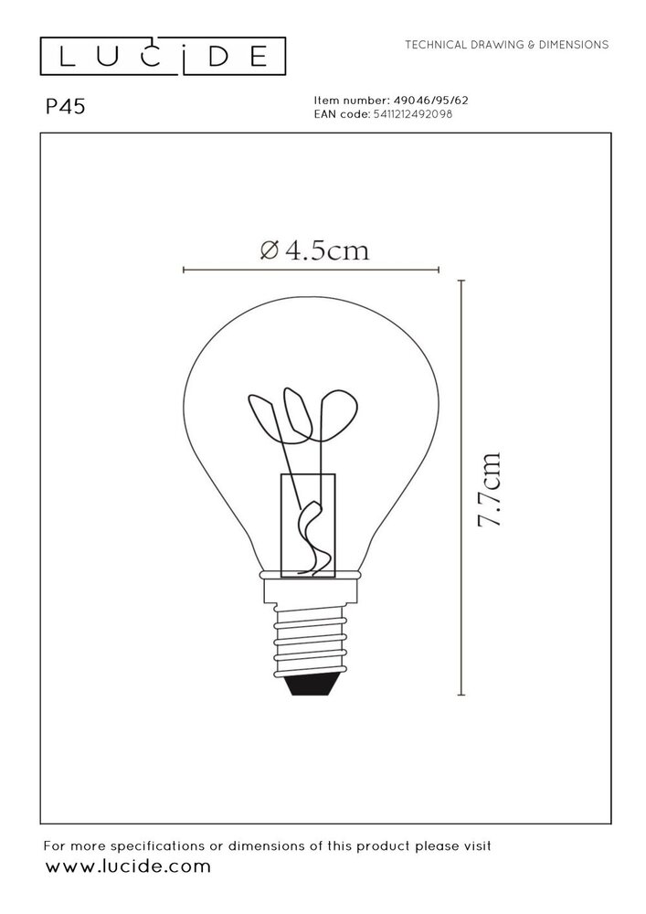 Lucide P45 - Filament lamp - Ø 4,5 cm - LED 3 StepDim (Memory) - E14 - 1x3W 2200K - Amber Lucide P45 - Filament lamp - Ø 4,5 cm - LED 3 StepDim (Memory) - E14 - 1x3W 2200K - Amber