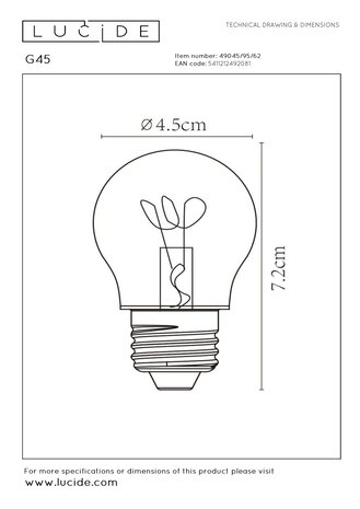 Lucide G45 - Filament lamp - Ø 4,5 cm - LED 3 StepDim (Memory) - E27 - 1x3W 2200K - Amber Lucide G45 - Filament lamp - Ø 4,5 cm - LED 3 StepDim (Memory) - E27 - 1x3W 2200K - Amber