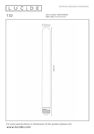 Lucide T32 - Filament lamp - Ø 3,2 cm - LED 3 StepDim (Memory) - E27 - 1x4,9W 2200K - Amber Lucide T32 - Filament lamp - Ø 3,2 cm - LED 3 StepDim (Memory) - E27 - 1x4,9W 2200K - Amber