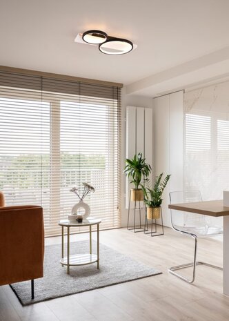 Trio Leuchten Plafondlamp Medera 2 lichts L 54 cm wit zwart Trio Leuchten Plafondlamp Medera 2 lichts L 54 cm wit zwart