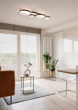 Trio Leuchten Plafondlamp Medera 4 lichts L 100 cm wit zwart