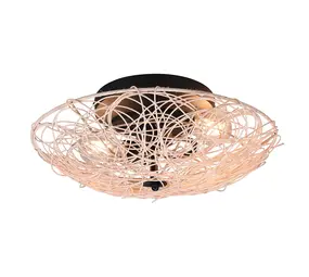 Trio Leuchten Plafondlamp Lovis Ø 40 cm Rotan zwart beige