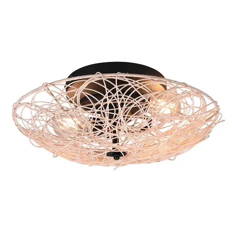 Trio Leuchten Plafondlamp Lovis Ø 40 cm Rotan zwart beige