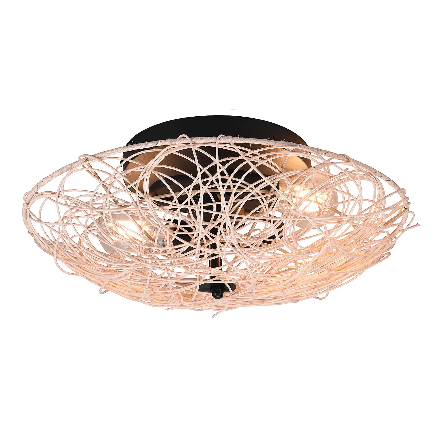 Trio Leuchten Plafondlamp Lovis Ø 40 cm Rotan zwart beige