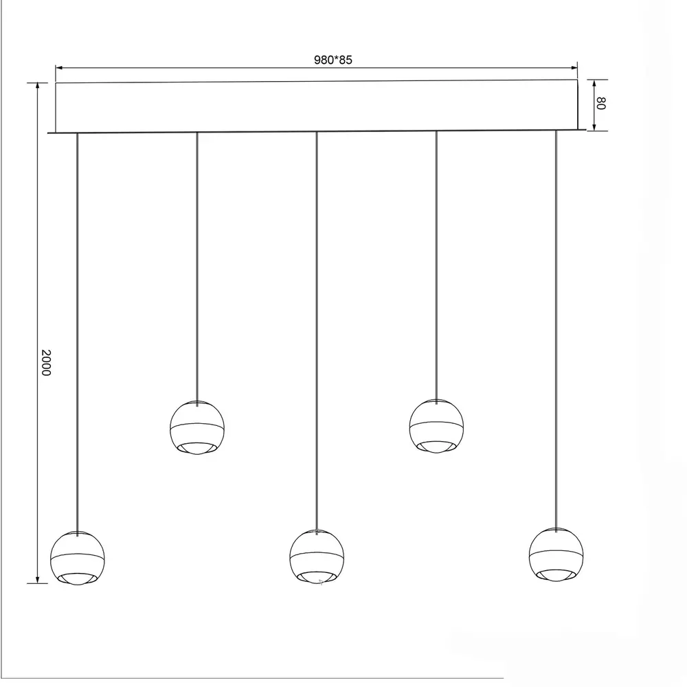 TRIO Select Hanglamp Orbit 5 lichts L 100 cm brons zwart TRIO Select Hanglamp Orbit 5 lichts L 100 cm brons zwart