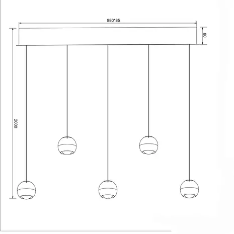 TRIO Select Hanglamp Orbit 5 lichts L 100 cm brons zwart TRIO Select Hanglamp Orbit 5 lichts L 100 cm brons zwart
