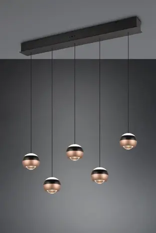 TRIO Select Hanglamp Orbit 5 lichts L 100 cm brons zwart TRIO Select Hanglamp Orbit 5 lichts L 100 cm brons zwart