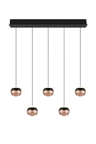 TRIO Select Hanglamp Orbit 5 lichts L 100 cm brons zwart TRIO Select Hanglamp Orbit 5 lichts L 100 cm brons zwart
