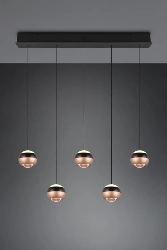 TRIO Select Hanglamp Orbit 5 lichts L 100 cm brons zwart TRIO Select Hanglamp Orbit 5 lichts L 100 cm brons zwart