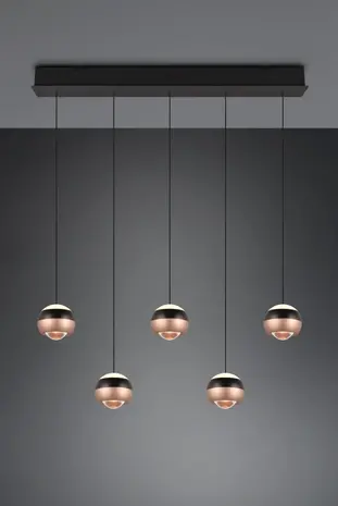 TRIO Select Hanglamp Orbit 5 lichts L 100 cm brons zwart TRIO Select Hanglamp Orbit 5 lichts L 100 cm brons zwart