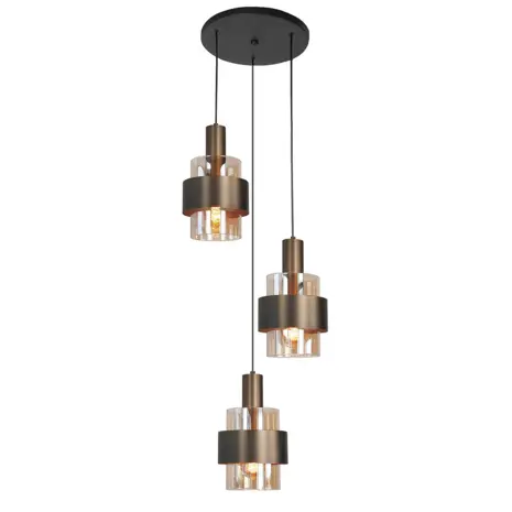 Highlight Hanglamp Marrone 3 lichts Ø 30 cm brons Highlight Hanglamp Marrone 3 lichts Ø 30 cm brons