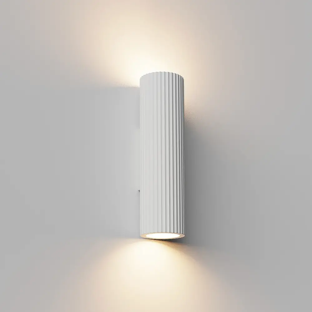 Artdelight Wandlamp Brest ribbel H 25 cm gips wit Artdelight Wandlamp Brest ribbel H 25 cm gips wit