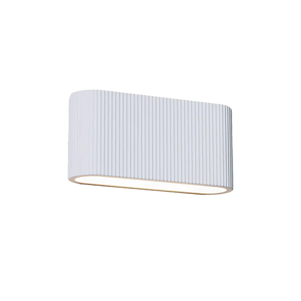 Artdelight Wandlamp Lille ribbel L 25 cm gips wit Artdelight Wandlamp Lille ribbel L 25 cm gips wit