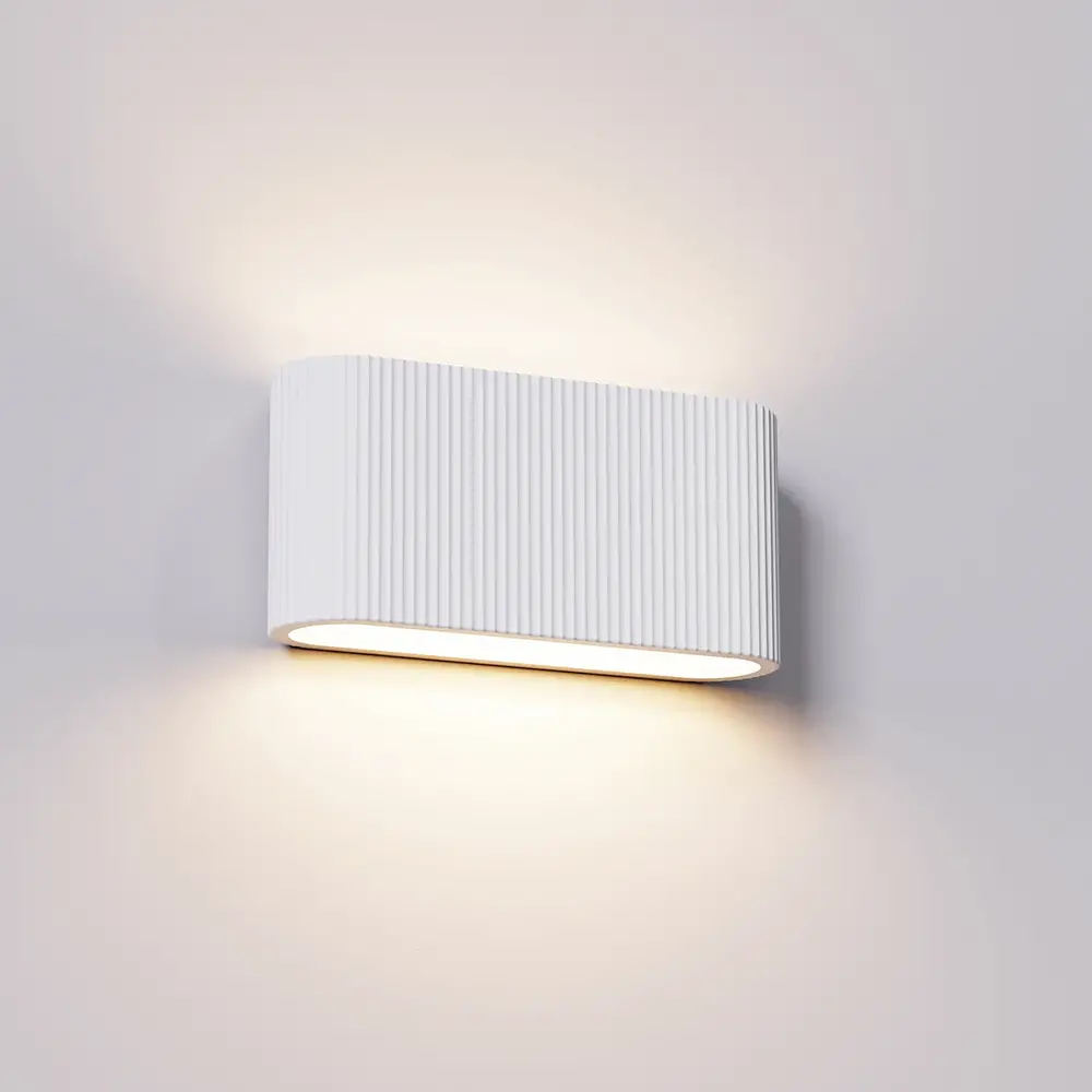 Artdelight Wandlamp Lille ribbel L 25 cm gips wit Artdelight Wandlamp Lille ribbel L 25 cm gips wit