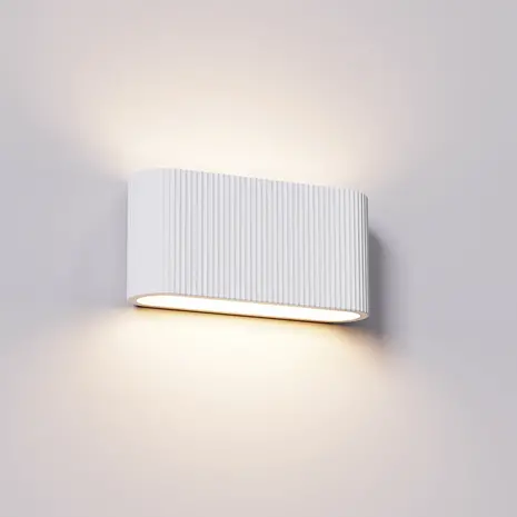 Artdelight Wandlamp Lille ribbel L 25 cm gips wit Artdelight Wandlamp Lille ribbel L 25 cm gips wit