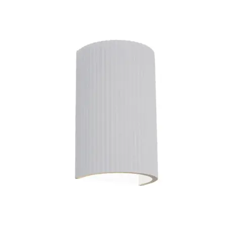Artdelight Wandlamp Nantes ribbel H 18 cm gips wit Artdelight Wandlamp Nantes ribbel H 18 cm gips wit