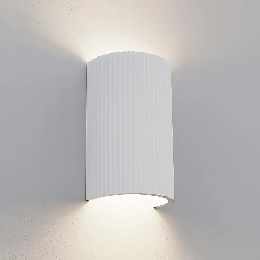 Artdelight Wandlamp Nantes ribbel H 18 cm gips wit Artdelight Wandlamp Nantes ribbel H 18 cm gips wit