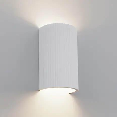 Artdelight Wandlamp Nantes ribbel H 18 cm gips wit Artdelight Wandlamp Nantes ribbel H 18 cm gips wit