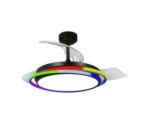CristalRecord Plafondventilator Antila Ø 106 cm RGB zwart CristalRecord Plafondventilator Antila Ø 106 cm RGB zwart