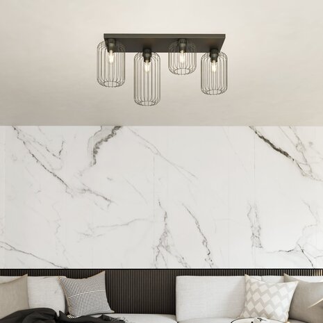 Emibig Plafondlamp Barn 4 lichts L 70 cm zwart Emibig Plafondlamp Barn 4 lichts L 70 cm zwart