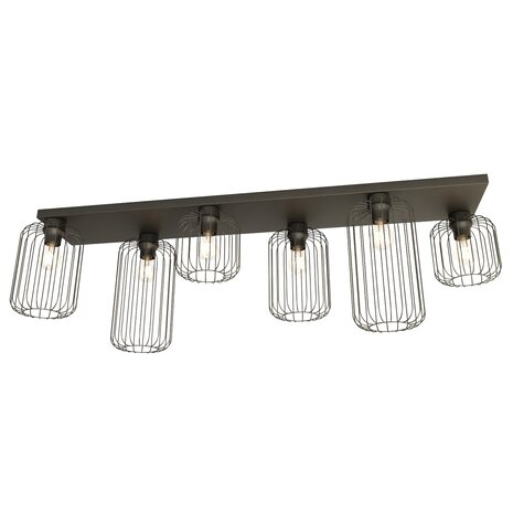 Emibig Plafondlamp Barn 6 lichts L 115 cm zwart Emibig Plafondlamp Barn 6 lichts L 115 cm zwart