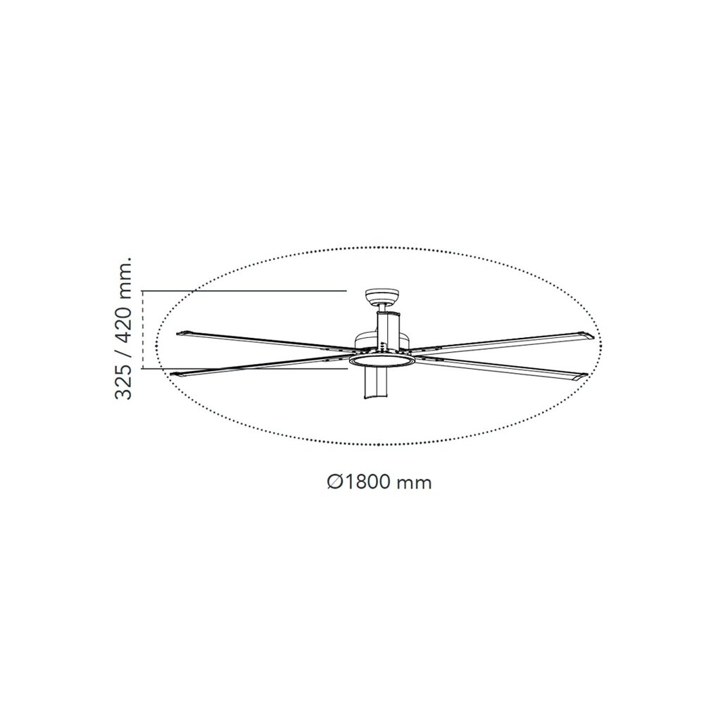 CristalRecord Plafondventilator BigBen Ø 180 cm XXL zwart