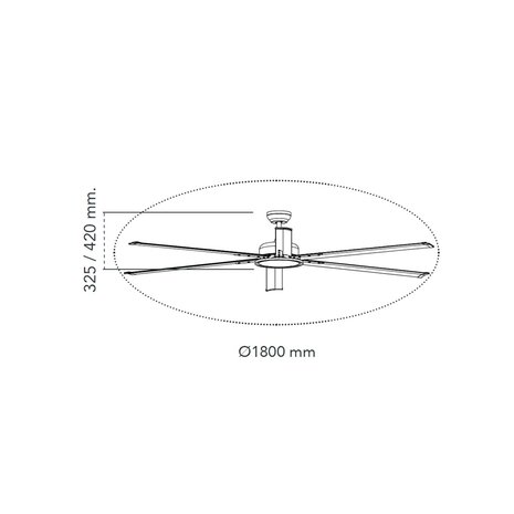 CristalRecord Plafondventilator BigBen Ø 180 cm XXL zwart