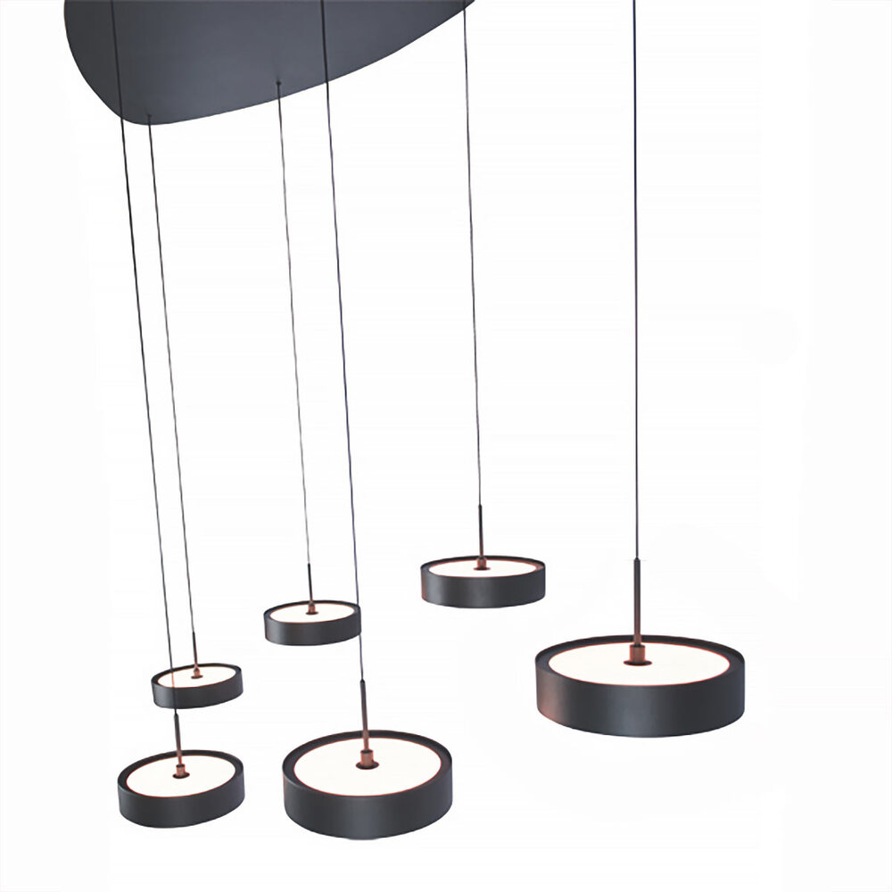 Freelight Hanglamp Alieno 6 lichts ovaal L 120 cm comfortlift zwart Freelight Hanglamp Alieno 6 lichts ovaal L 120 cm comfortlift zwart