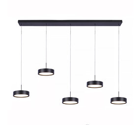 Freelight Hanglamp Alieno 5 lichts L 120 cm comfortlift zwart Freelight Hanglamp Alieno 5 lichts L 120 cm comfortlift zwart