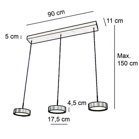 Freelight Hanglamp Alieno 3 lichts L 90 cm comfortlift zwart Freelight Hanglamp Alieno 3 lichts L 90 cm comfortlift zwart