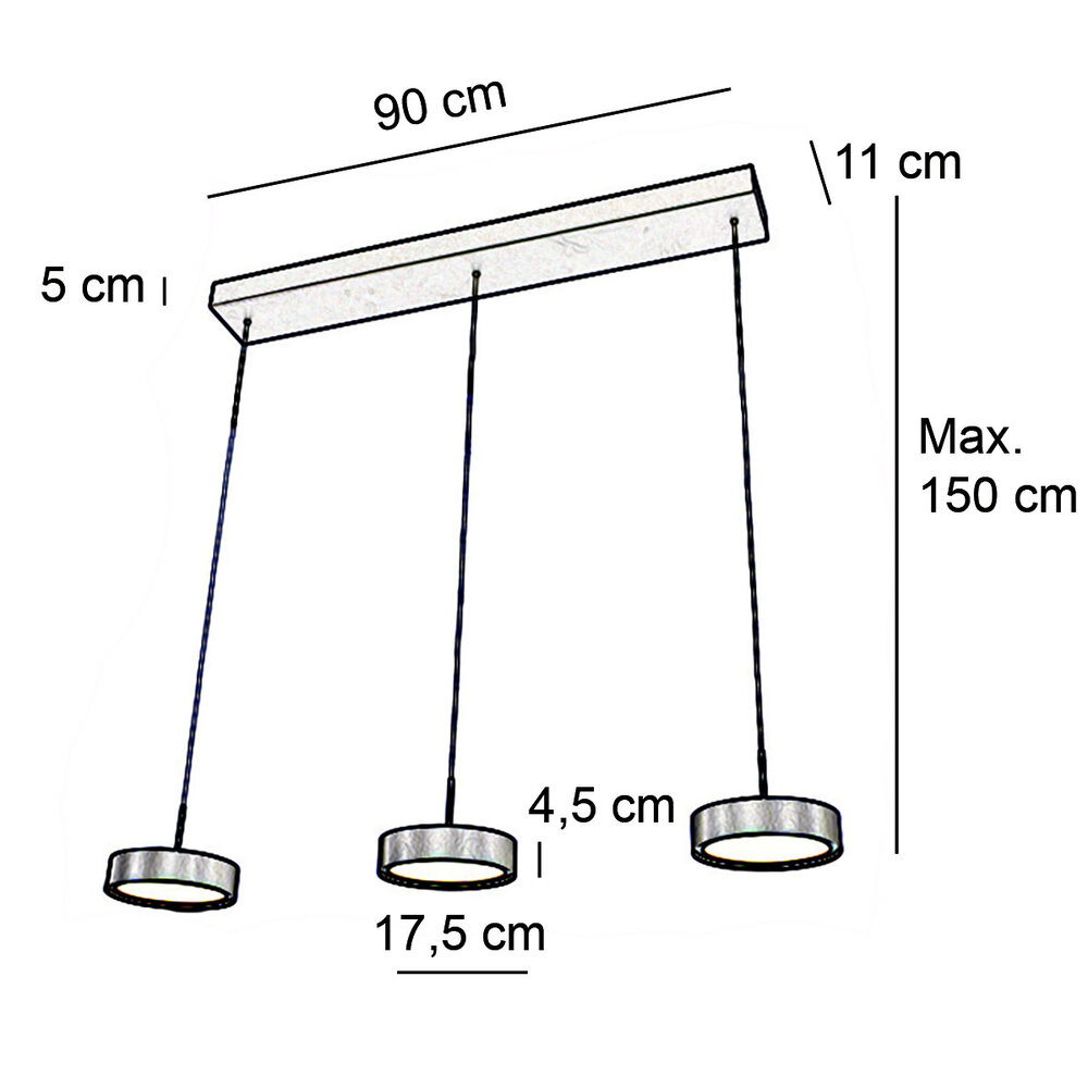 Freelight Hanglamp Alieno 3 lichts L 90 cm comfortlift beige Freelight Hanglamp Alieno 3 lichts L 90 cm comfortlift beige
