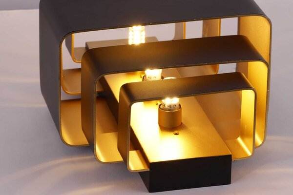 Artdelight Wandlamp Layers B 20 cm zwart goud Artdelight Wandlamp Layers B 20 cm zwart goud