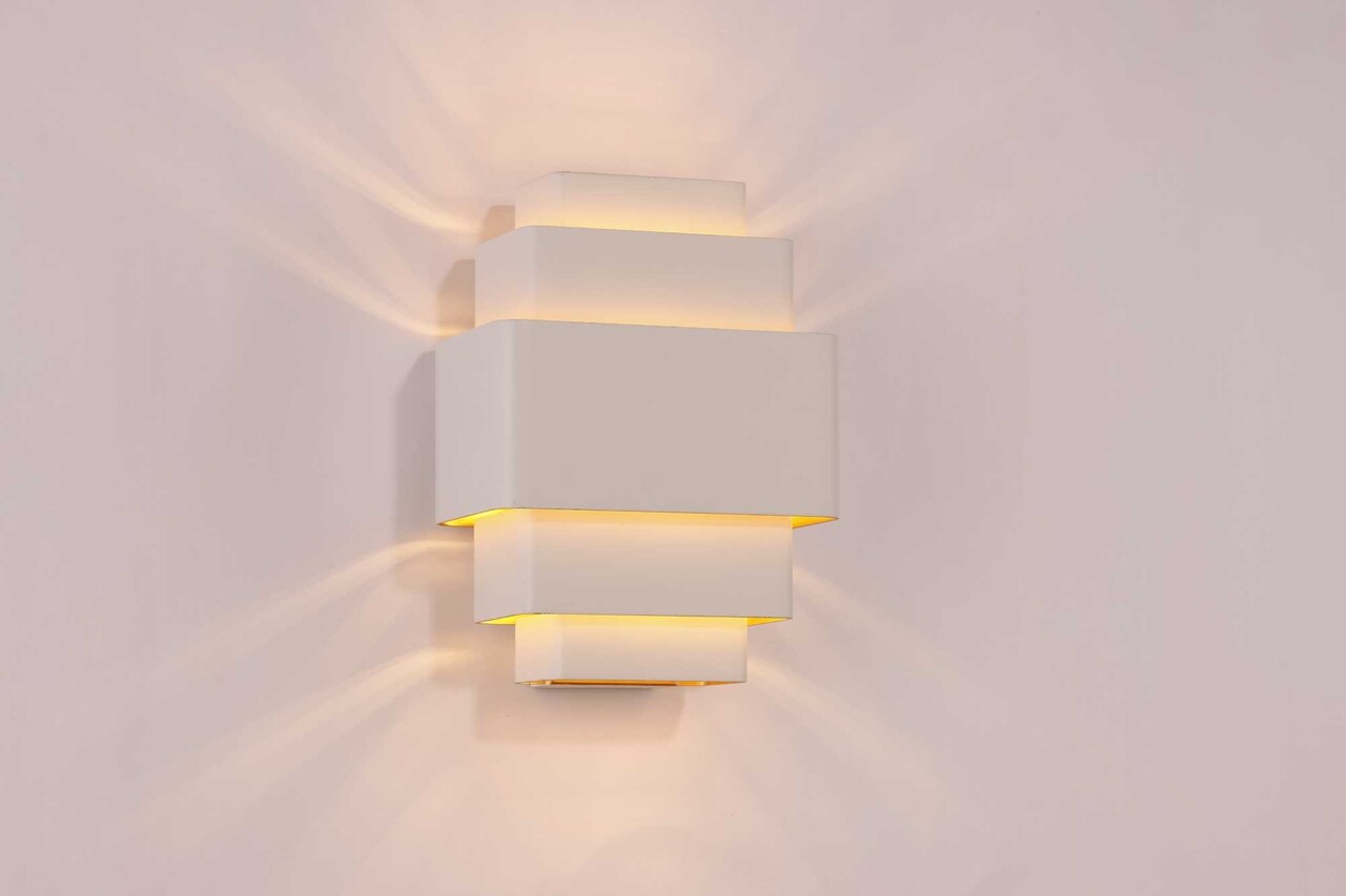 Artdelight Wandlamp Layers B 20 cm wit goud Artdelight Wandlamp Layers B 20 cm wit goud