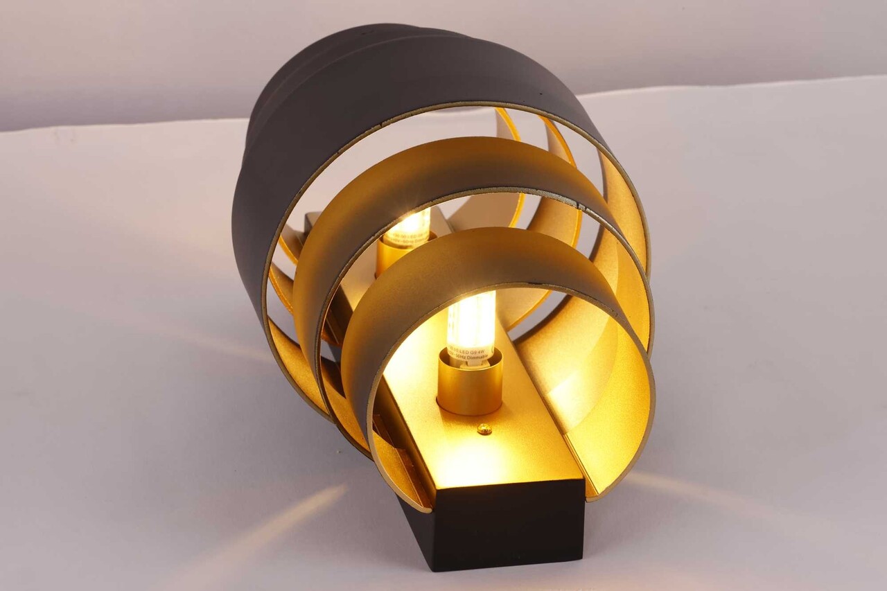 Artdelight Wandlamp Rolls H 22 cm zwart goud Artdelight Wandlamp Rolls H 22 cm zwart goud