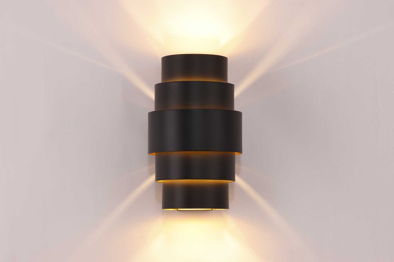 Artdelight Wandlamp Rolls H 22 cm zwart goud Artdelight Wandlamp Rolls H 22 cm zwart goud