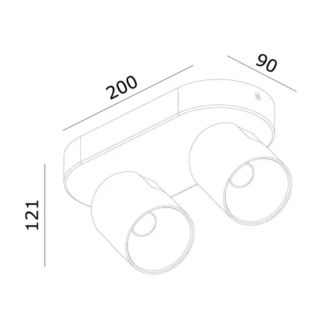 Artdelight Spot Houston 2 lichts L 20 cm zwart champagne
