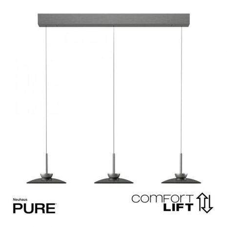 Neuhaus PURE Hanglamp Moon 3 lichts L 140 cm comfortlift donker grijs Neuhaus PURE Hanglamp Moon 3 lichts L 140 cm comfortlift donker grijs