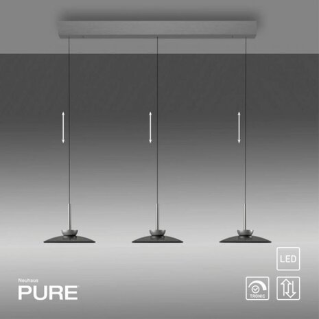 Neuhaus PURE Hanglamp Moon 3 lichts L 140 cm comfortlift donker grijs Neuhaus PURE Hanglamp Moon 3 lichts L 140 cm comfortlift donker grijs