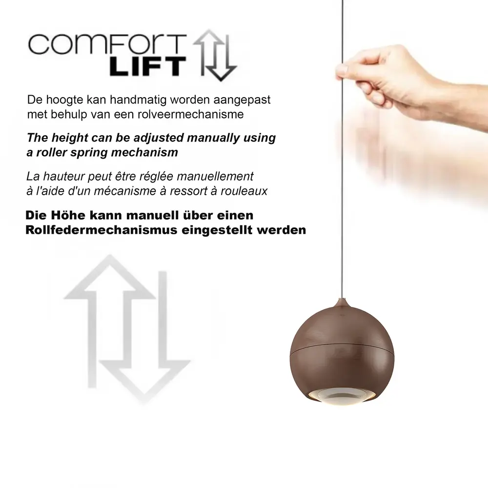 Artdelight Hanglamp Miami 1 lichts Ø 10 cm comfortlift koper brons Artdelight Hanglamp Miami 1 lichts Ø 10 cm comfortlift koper brons