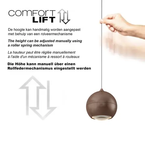 Artdelight Hanglamp Miami 1 lichts Ø 10 cm comfortlift koper brons Artdelight Hanglamp Miami 1 lichts Ø 10 cm comfortlift koper brons