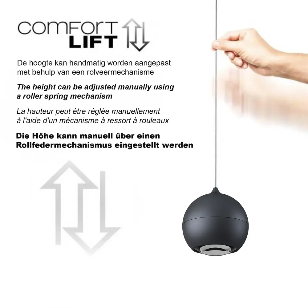 Artdelight Hanglamp Miami 1 lichts Ø 10 cm comfortlift zwart Artdelight Hanglamp Miami 1 lichts Ø 10 cm comfortlift zwart