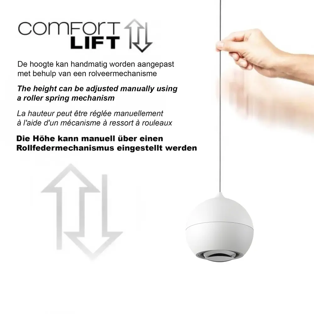 Artdelight Hanglamp Miami 1 lichts Ø 10 cm comfortlift wit Artdelight Hanglamp Miami 1 lichts Ø 10 cm comfortlift wit