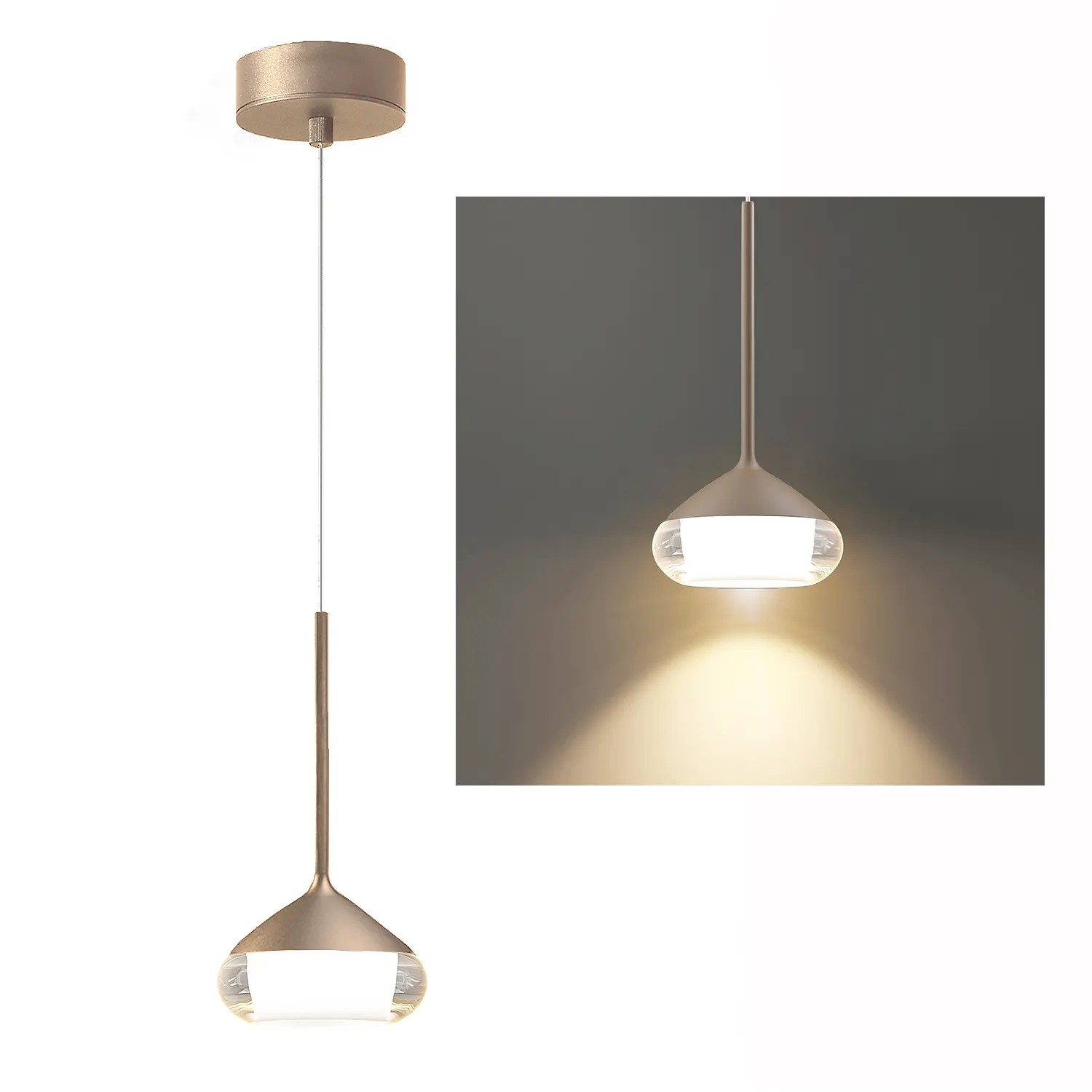 Artdelight Hanglamp Phoenix 1 lichts Ø 12 cm champagne