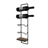 HSM Collection Wijnrek Mandoline wand 4 flessen H 70 cm hout zwart HSM Collection Wijnrek Mandoline wand 4 flessen H 70 cm hout zwart