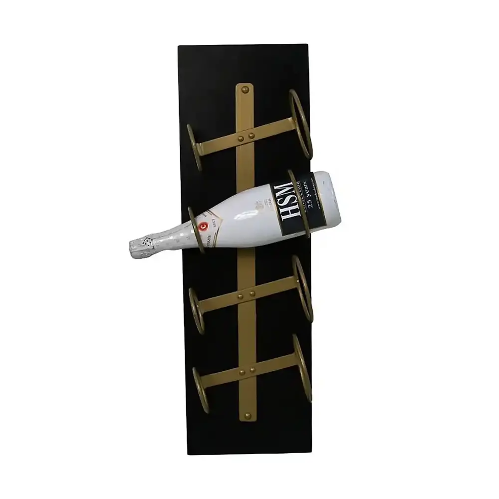 HSM Collection Wijnrek Diabo wand 4 flessen H 65 cm hout goud HSM Collection Wijnrek Diabo wand 4 flessen H 65 cm hout goud