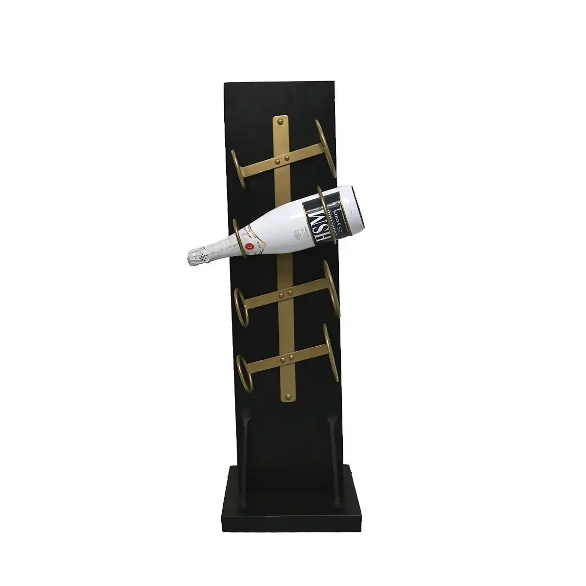 HSM Collection Wijnrek Diabo staand 4 flessen H 80 cm hout goud