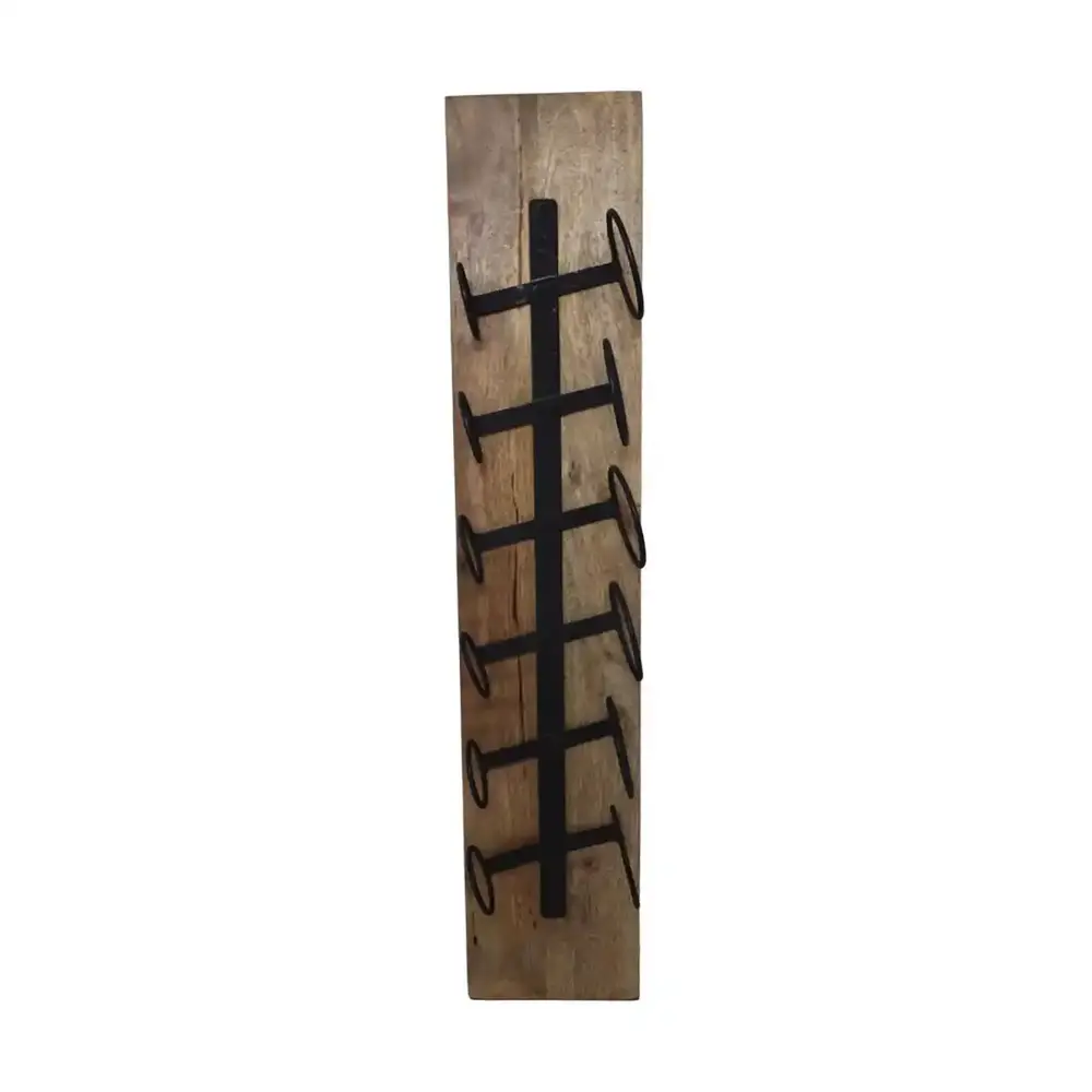 HSM Collection Wijnrek Champin wand 6 flessen H 100 cm hout zwart HSM Collection Wijnrek Champin wand 6 flessen H 100 cm hout zwart