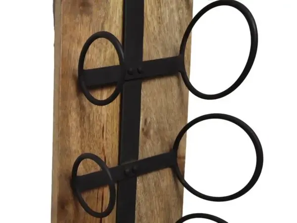 HSM Collection Wijnrek Champin wand 6 flessen H 100 cm hout zwart HSM Collection Wijnrek Champin wand 6 flessen H 100 cm hout zwart