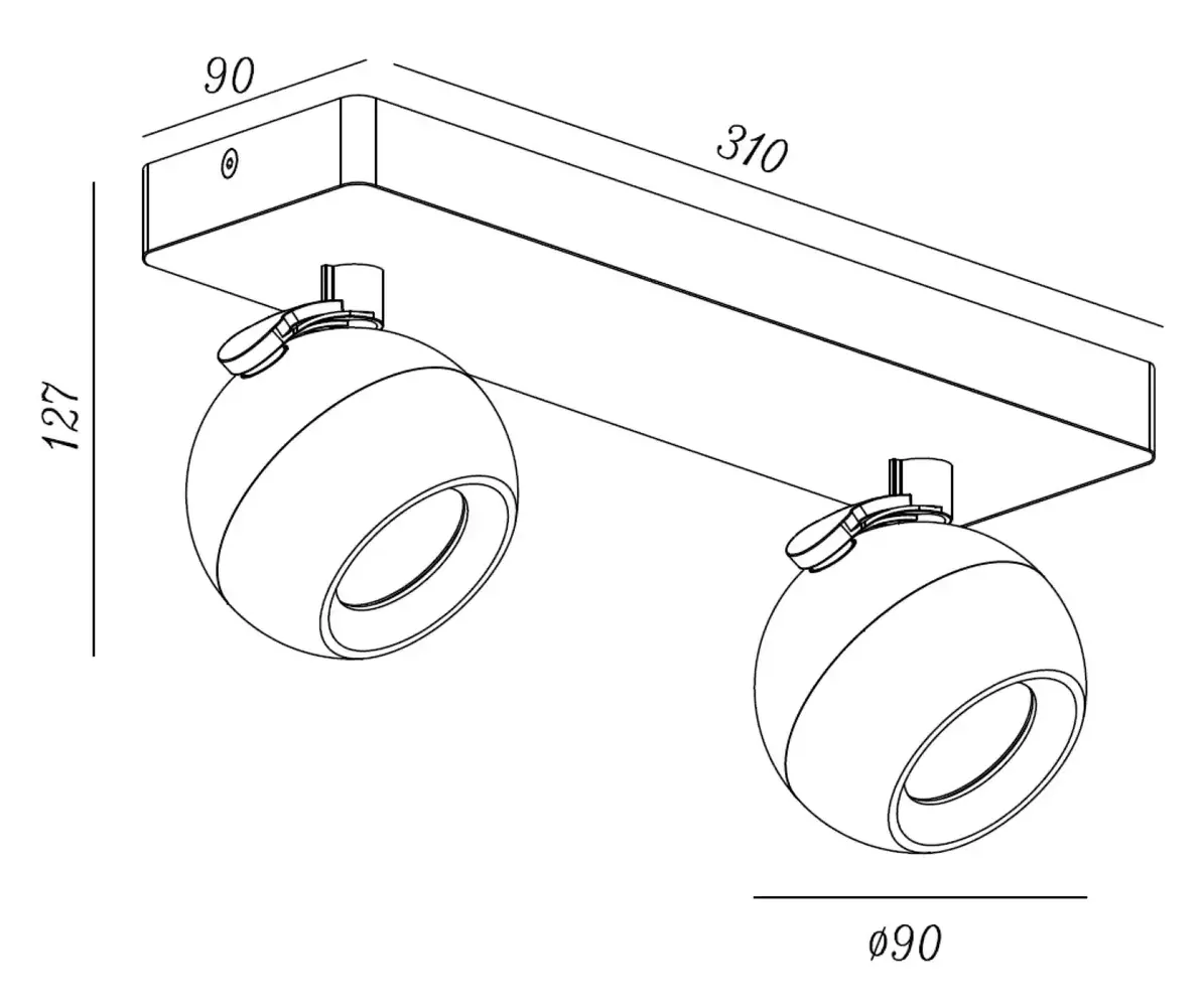 Artdelight Spot Bolero 2 lichts balk zwart Artdelight Spot Bolero 2 lichts balk zwart